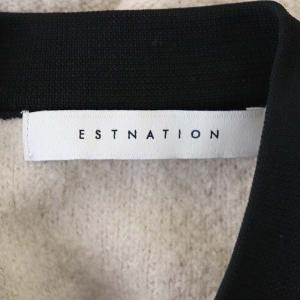 ESTNATION 21AW ブークレニットカーディガン ジャケット 長袖 クルーネック 金ボタン F ライトベージュ 黒 ブラック