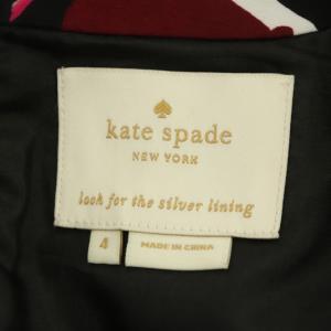 kate spade new york Vネック ワンピース 花柄 ひざ丈 ノースリーブ 4 黒 マルチカラー NJMU5519
