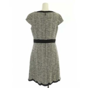 kate spade new york scallop tweed ドレス ツイード ワンピース ひざ丈 フレンチスリーブ 2 白 黒 ホワイト ブラック NJMU8377