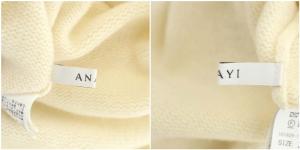 ANAYI 紡毛ウールバックスリット プルオーバーニット セーター 長袖 ハイネック 36 アイボリー