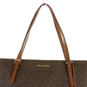 MICHAEL KORS MK モノグラム トートバッグ ハンドバッグ レザー 茶色 ブラウン