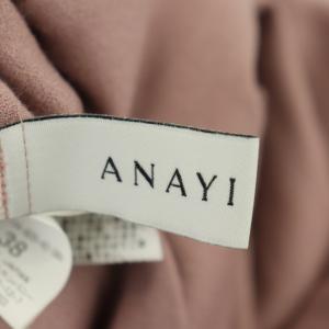 ANAYI 21AW レーヨンウールジョーゼットフレアワンピース ロング 長袖 ベルト付き 38 ピンク