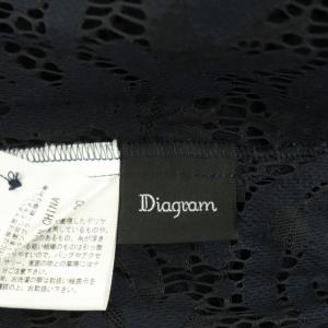 Diagram GRACE CONTINENTAL レースアーミーシャツワンピース ロング フレア 長袖 シアー 38 紺 ネイビー