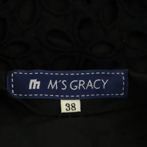 M'S GRACY フラワーレース フレンチスリーブ ジャケット ミドル丈 薄手 リボン 38 黒 ブラック