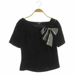 ロゴリボン トップス カットソー 半袖 40 黒 ブラック