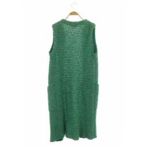 Drawer ニット ロングジレ ベスト 2 緑 グリーン