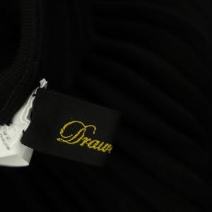 Drawer ニット コットン フリンジ プリーツスカート ロング 黒 ブラック