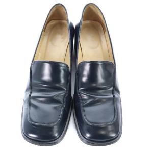 GUCCI ローファー レザー ローヒール スクエアトゥ 37.5C 24.5cm 黒 ブラック