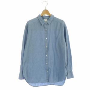 22AW コットンシャンブレーシャツ 長袖 スナップボタン 青 ブルー