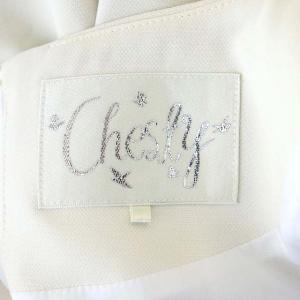 Chesty 21SS ワンピース ひざ丈 ミディ丈 フラワーモチーフ 切替 長袖 1 オフホワイト 黒 ブラック