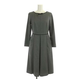 22AW 【洗える!】ODILE ワンピース ロング 長袖 リボン 00 グレー ブラック