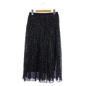 DRESSTERIOR ワッシャー星柄スカート フレア ロング 38 黒 白 ブラック ホワイト