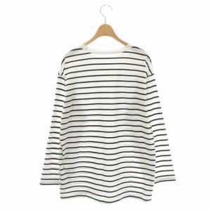 Deuxieme Classe 22SS ボーダーTシャツ カットソー チュニック丈 クルーネック 長袖 白 黒 ホワイト ブラック