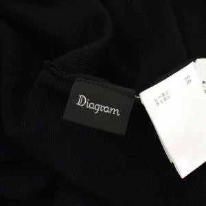 Diagram GRACE CONTINENTAL 23SS バイカラーフリルワンピース リブニット Vネック 長袖 ロング 金ボタン 36 黒 ブラック 白 ホワイト