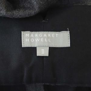 MARGARET HOWELL ワイドパンツ フレア ウール カシミヤ混 2 ダークグレー