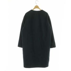 23区 22AW ウールカシミヤビーバー ノーカラーコート 38 ダークグリーン