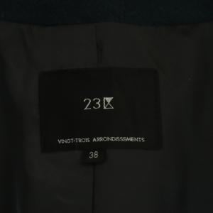23区 22AW ウールカシミヤビーバー ノーカラーコート 38 ダークグリーン