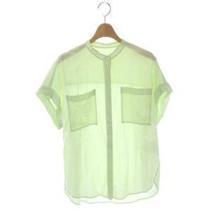キュプラツイル バンドカラーシャツ フレンチスリーブ 38 ライトグリーン