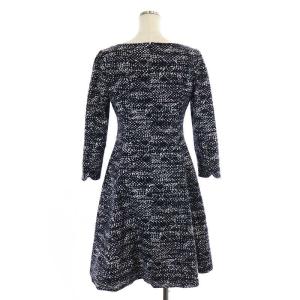 TOCCA 総柄 花柄ワンピース フレア ひざ丈 九分袖 4 黒 白 グレー ブラック