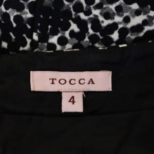 TOCCA 総柄 花柄ワンピース フレア ひざ丈 九分袖 4 黒 白 グレー ブラック