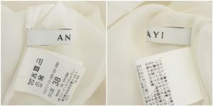 ANAYI 22SS レーヨンシルク レースカラーブラウス スキッパー 長袖 比翼ボタン シルク混 38 オフホワイト