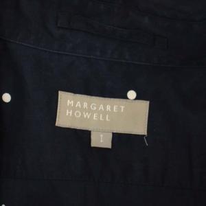 MARGARET HOWELL ドットシャツ 長袖 前開き コットン 1 紺 ネイビー 白 ホワイト