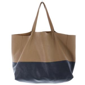 CELINE ホリゾンタルカバ バイカラー トートバッグ レザー 黒 茶