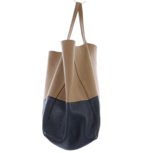 CELINE ホリゾンタルカバ バイカラー トートバッグ レザー 黒 茶