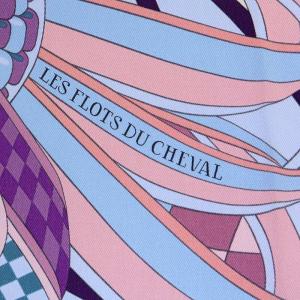 HERMES スカーフ カレ70 LES FLOTS DU CHEVAL 馬への表彰 シルク 紫