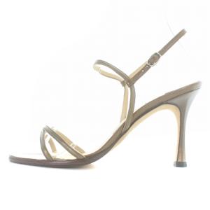 MANOLO BLAHNIK サンダル ストラップ レザー ピンヒール 36.5 23.5cm 茶色 ブラウン