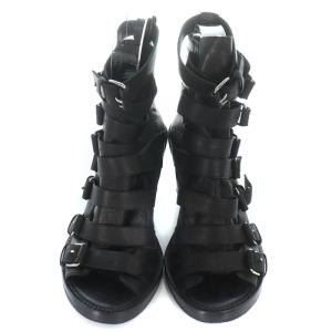 ANN DEMEULEMEESTER ショート ブーツ ベルト ウェッジソール 36.5 23.5cm 黒 ブラック