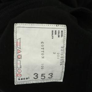sacai 22SS ロゴ プリント Tシャツ カットソー プルオーバー 半袖 3 ブラック ホワイト
