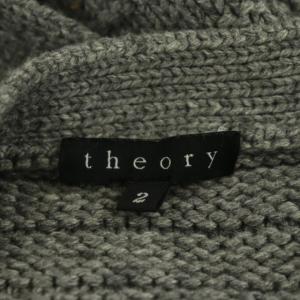 Theory ロングニットカーディガン 七分袖 ベルトリボン クルーネック 2 グレー