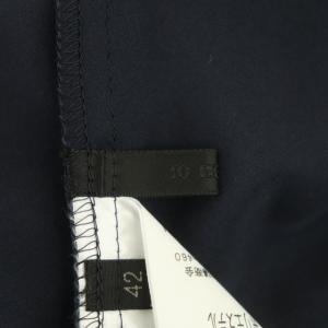 TO BE CHIC フラワープリントシフォンワンピース ロング フレア ティアード 八分袖 総柄 42 紺 ネイビー ピンク