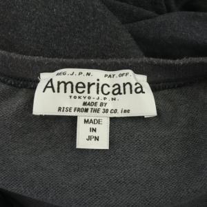 AMERICANA コットンロゴサイドジップワンピース ロング 長袖 クルーネック 紺 ネイビー