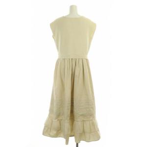 Chesty 23SSスカラップニットドッキングワンピース ロング ノースリーブ ギャザー フレア 切替 1 ライトベージュ