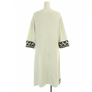 Diagram GRACE CONTINENTAL 23SS コード刺繍 ニット ワンピース ロング 七分袖 ボートネック 36 白 黒 ホワイト ブラック