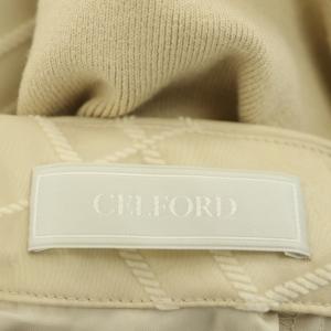 CELFORD 21AW チェックフロッキーボウタイブラウス プルオーバー 切替 長袖 36 ベーシュ