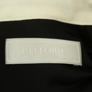 CELFORD 20AW アシメフリルカラーワンピース 長袖 ひざ丈 36 黒 ブラック オフホワイト