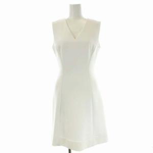 Vネックノースリーブワンピース 台形 ミニ 0 白 ホワイト