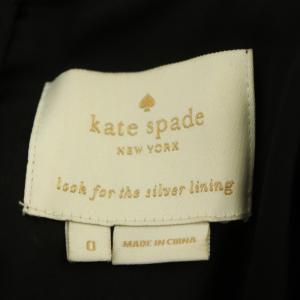 kate spade new york 花柄ティアードワンピース ノースリーブ フレア 膝丈 フリルネック 0 黒 赤 ブラック レッド