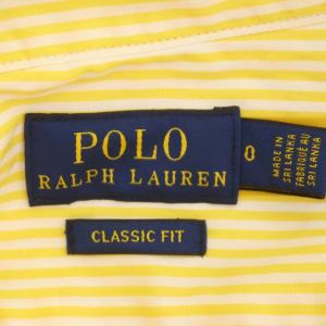 POLO RALPH LAUREN ストライプシャツ 長袖 前開き ロゴ刺繍 コットン 0 黄色 イエロー 白 ホワイト