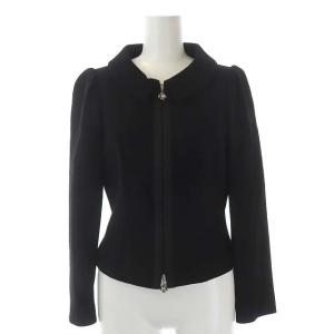 M'S GRACY セットアップ カメリアジップ ステンカラージャケット 総裏地 フレアスカート タック ひざ丈 38 黒 ブラック