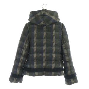 M'S GRACY ダウンジャケット アウター ショート チェック フード フリル ジップアップ 38 マルチカラー