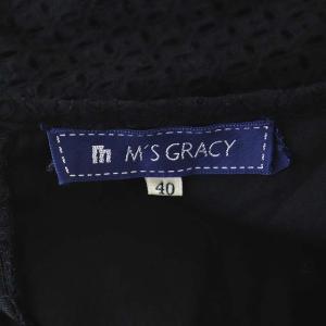 M'S GRACY レース ワンピース フレア 膝丈 半袖 40 黒 ブラック