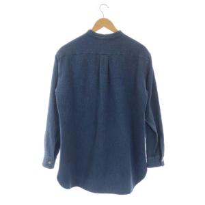 cristaseya 22AW oversized mao シャツ ワッフル 長袖 バンドカラー S インディゴ ブルー