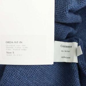 cristaseya 22AW oversized mao シャツ ワッフル 長袖 バンドカラー S インディゴ ブルー