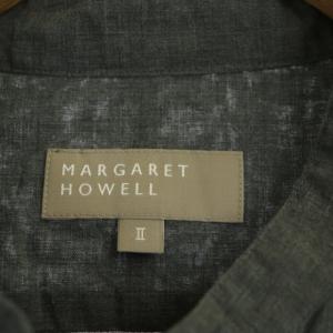 MARGARET HOWELL フリルシャツ長袖 バンドカラー 2 グレー