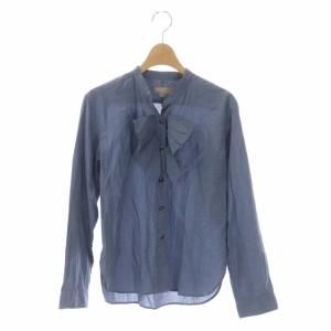 フリルシャツ 長袖 バンドカラー 1 グレイッシュブルー