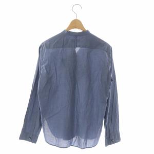 MARGARET HOWELL フリルシャツ 長袖 バンドカラー 1 グレイッシュブルー
